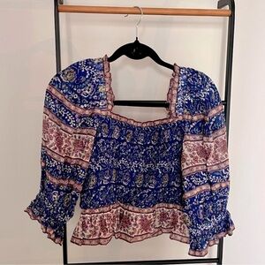 Sea New York Blue and Pink Floral Blouse